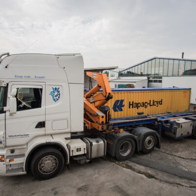 40 Fuß Container Seitenlader Ansicht von oben